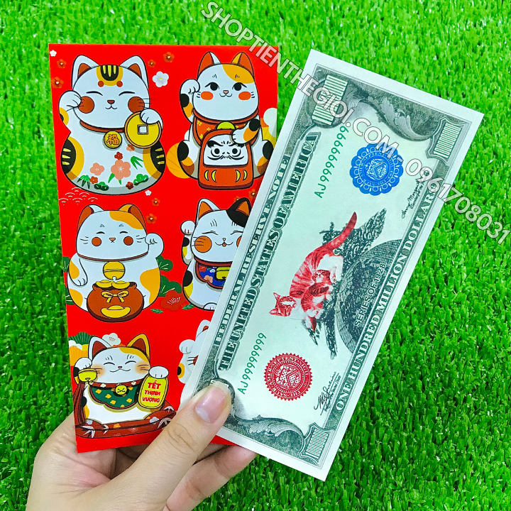 Tiền Lì Xì 1 Triệu Dola Mỹ Hình Con Mèo Dạ Quang - SP005942